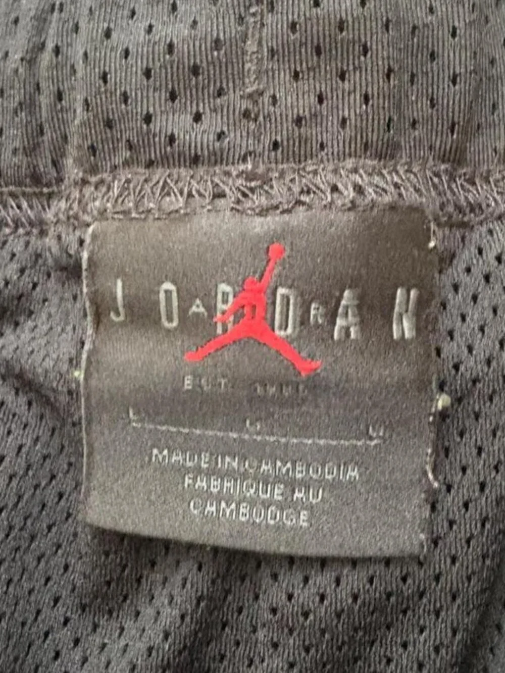 Jordan Black Shorts with JORDAN Graphic & White Trim (L)